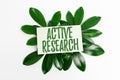 Sign displaying Active Research. Internet Concept Simultaneous process of taking action and doing research Nature Theme