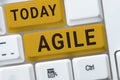 Sign displaying Agile. Concept meaning iterative approach to software delivery builds software incrementally
