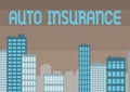 Sign displaying Auto Insurance. Business concept mitigate costs associated with getting into an auto accident Multiple