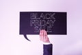 Sign displaying Black Friday SaleShopping Day Start of the Christmas Shopping Season. Business idea Shopping Day Start