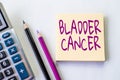 Sign displaying Bladder Cancer. Concept meaning form of cancer that begins in the lining of the bladder Plain Spiral