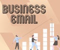 Sign displaying Business Email. Word for the email which you use specifically for your business Illustration Of Partners