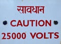 Sign displaying caution about high voltage.