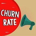 Sign displaying Churn Rate. Business approach Percentage customers stop subscribing Employees leave job