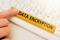 Sign displaying Data Encryption. Conceptual photo Symmetrickey algorithm for the encrypting electronic data Abstract Royalty Free Stock Photo