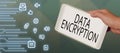 Sign displaying Data EncryptionSymmetric-key algorithm for the encrypting electronic data. Business overview Royalty Free Stock Photo