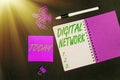 Sign displaying Digital Network. Concept meaning network incorporating digital switching and transmission Multiple