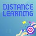 Text showing inspiration Distance Learning. Business concept educational lectures broadcasted over the Internet remotely Royalty Free Stock Photo