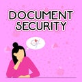 Hand writing sign Document Security. Concept meaning means in which important documents are filed or stored Illustration