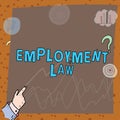 Sign displaying Employment Law. Business idea deals with legal rights and duties of employers and employees