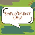 Sign displaying Employment Law. Business showcase deals with legal rights and duties of employers and employees