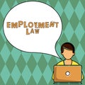 Sign displaying Employment Law. Concept meaning deals with legal rights and duties of employers and employees