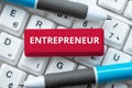 Sign displaying Entrepreneur. Internet Concept enterprise resource planning centralized database for business processes Royalty Free Stock Photo