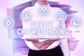 Text caption presenting Equity Crowdfunding. Business overview raising capital used by startups and earlystage company