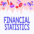 Sign displaying Financial Statistics. Word Written on Comprehensive Set of Stock and Flow Data of a company Ceiling