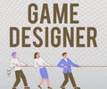Conceptual display Game Designer. Business showcase Campaigner Pixel Scripting Programmers Consoles 3D Graphics Three