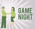 Text sign showing Game Night. Business overview event in which folks get together for the purpose of getting laid Royalty Free Stock Photo