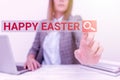 Sign displaying Happy Easter. Business overview Christian feast commemorating the resurrection of Jesus Giving New Hires