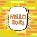 Inspiration showing sign Hello 2023. Conceptual photo Hoping for a greatness to happen for the coming new year