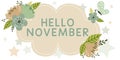 Text caption presenting Hello November. Business concept greeting used when welcoming the eleventh month of the year