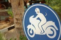 Sign displaying the international symbol for a motorcycle Royalty Free Stock Photo