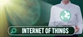 Sign displaying Internet Of Thingsconnection of Devices to the Net to Send Receive Data. Business concept connection of Royalty Free Stock Photo