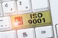 Sign displaying Iso 9001. Concept meaning designed help organizations to ensure meet the needs of customers Online