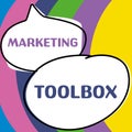 Handwriting text Marketing Toolbox. Internet Concept Means in promoting a product or services Automation
