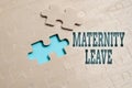 Sign displaying Maternity Leave. Conceptual photo the leave of absence for an expectant or new mother Stack of Sample