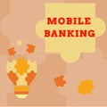 Conceptual display Mobile Banking. Business showcase Monitoring account balances Transferring funds Bill payment