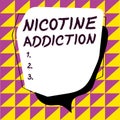 Text caption presenting Nicotine Addiction. Business idea condition of being addicted to smoking or tobacco consuming Royalty Free Stock Photo