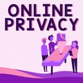 Sign displaying Online Privacy. Conceptual photo Security level of personal data published via the Internet Colleagues