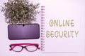 Text caption presenting Online Security. Business approach rules to protect against attacks over the Internet Office Royalty Free Stock Photo