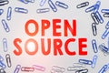 Sign displaying Open Source. Business idea denoting software which original source code freely available Royalty Free Stock Photo