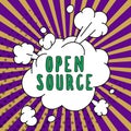 Handwriting text Open Source. Business idea denoting software which original source code freely available Royalty Free Stock Photo