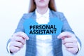 Text sign showing Personal Assistant. Business concept administrative assistant working exclusively for a person A Young Royalty Free Stock Photo