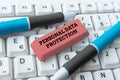 Conceptual caption Personal Data Protection. Business approach protecting and identify personal information for security