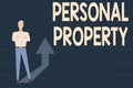 Sign displaying Personal Property. Concept meaning Things that you own and can take it with you Movable Gathering Online