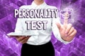 Text sign showing Personality Test. Business concept A method of assessing human personality constructs Lady In Uniform