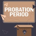 Sign displaying Probation Period. Word Written on focused and iterative approach to searching out