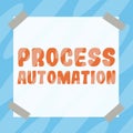 Sign displaying Process Automation. Business showcase the use of technology to automate business actions Businessman