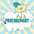 Text showing inspiration Procurement. Word Written on Procuring Purchase of equipment and supplies