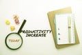 Text showing inspiration Productivity Increase. Internet Concept get more things done Output per unit of Product Input Royalty Free Stock Photo