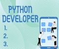 Sign displaying Python Developer. Conceptual photo responsible for writing serverside web application logic Three Royalty Free Stock Photo