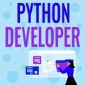 Sign displaying Python Developer. Internet Concept responsible for writing serverside web application logic Woman Royalty Free Stock Photo
