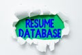 Writing displaying text Resume Database. Business approach database of candidates that you can search by skillset Tear