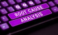 Sign displaying Root Cause Analysis. Business approach Method of Problem Solving Identify Fault or Problem Royalty Free Stock Photo