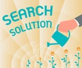 Sign displaying Search Solution. Concept meaning an action or process of finding solution to a problem Hand Holding Royalty Free Stock Photo