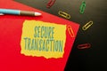 Sign displaying Secure Transaction. Business idea a transaction intended to create a security interest Thinking New