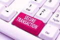 Text caption presenting Secure Transaction. Word Written on a transaction intended to create a security interest Fixing